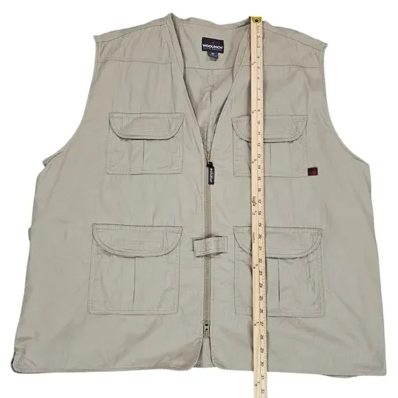 Woolrich Vest Mens Size XXL Khaki Elite Series Tactical Rip Stop Vented Zip Up - Picture 11 of 11